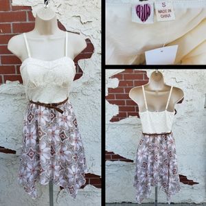 NEW Juniors AUW spaghetti strap BELT dress SMALL